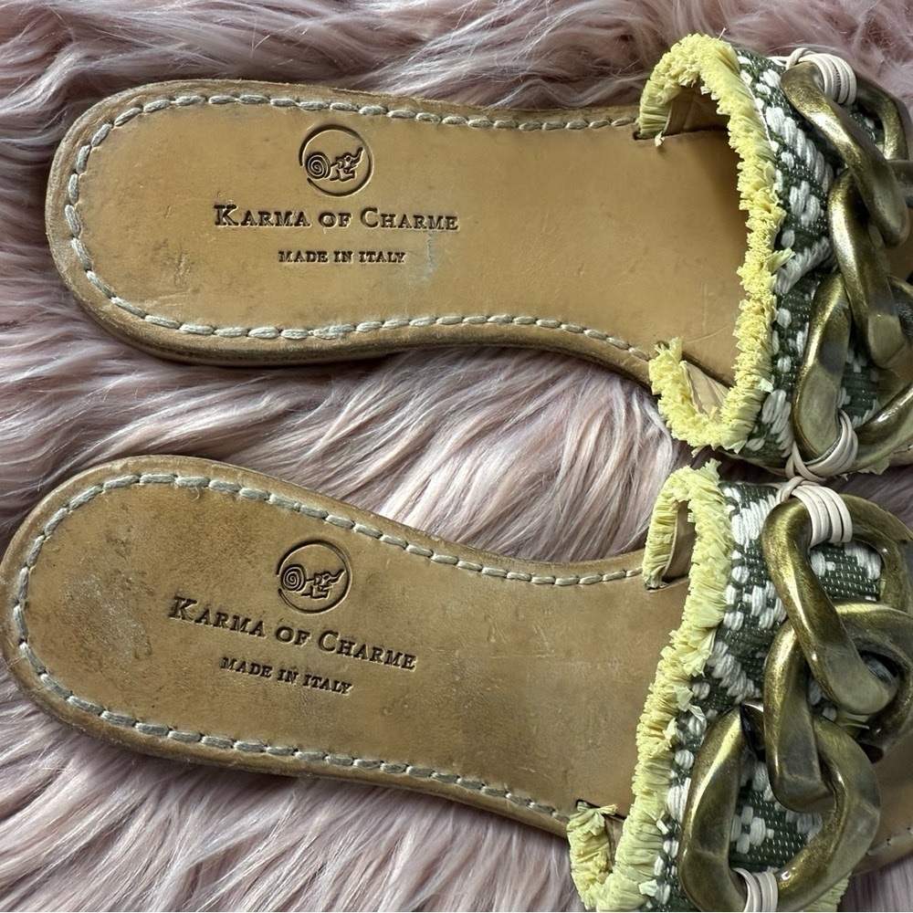 Free People x Karma Of Charme Magical C-Etno Leather Raffia Sandals Size 39 - Picture 3 of 6